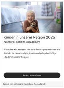 button kinder in unserer region Spendenprojekt